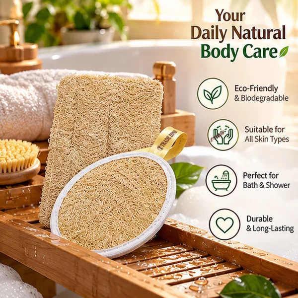rectangular Loofah ( Trade Zone Natural rectangular Shape Sun Dried Bath Loofah, Body Sponge & Scrubber for Men & Women | Organic Luffa for Bath Shower Skin Exfoliation (Pack of 2))